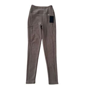 Hurley high waisted ribbed leggings purple ankle length size medium pockets NWT